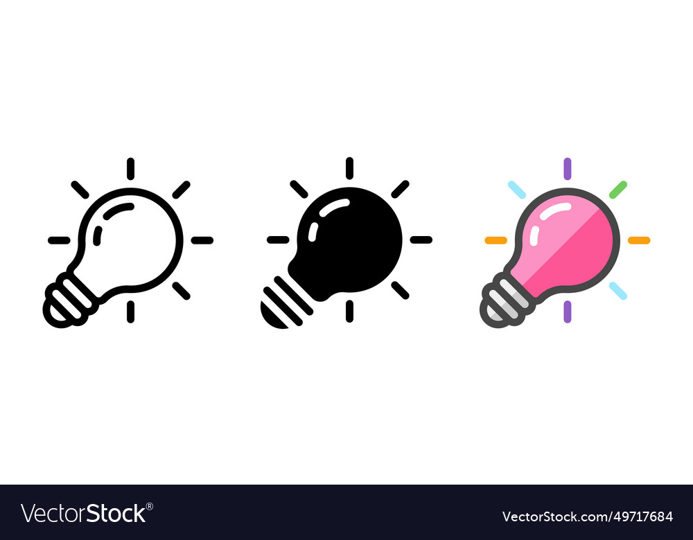 Multipurpose bulb icon in three styles