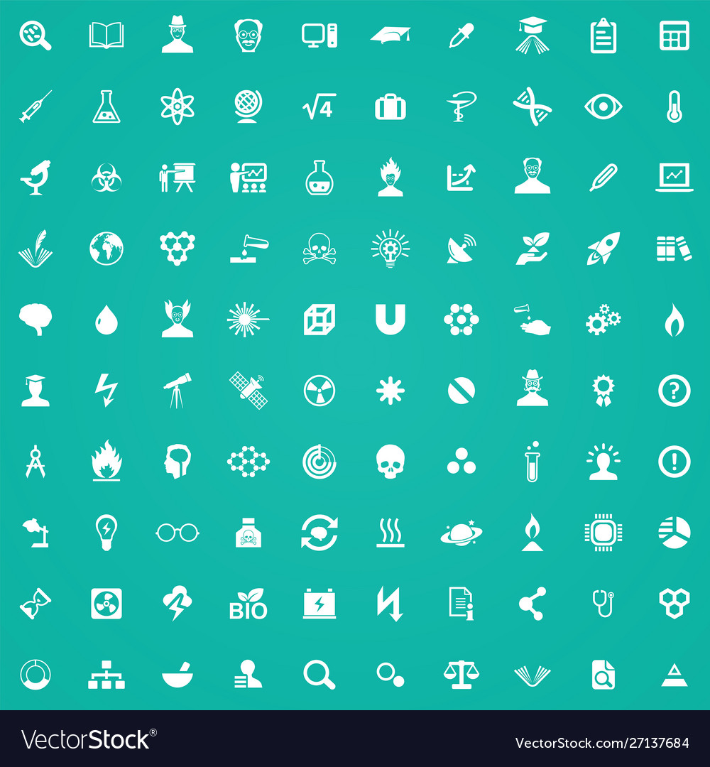 Science 100 icons universal set for web and ui