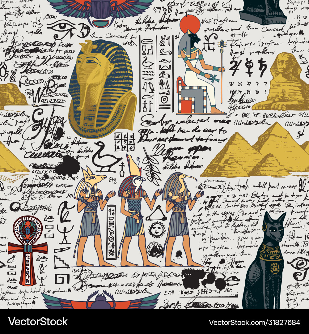 Seamless pattern on ancient egypt theme Royalty Free Vector