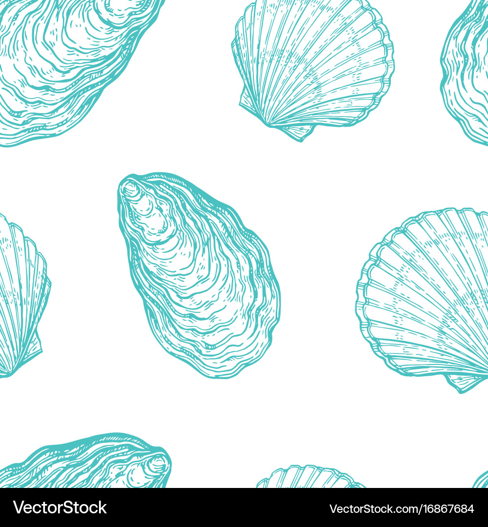 Seamless pattern with seashells Royalty Free Vector Image