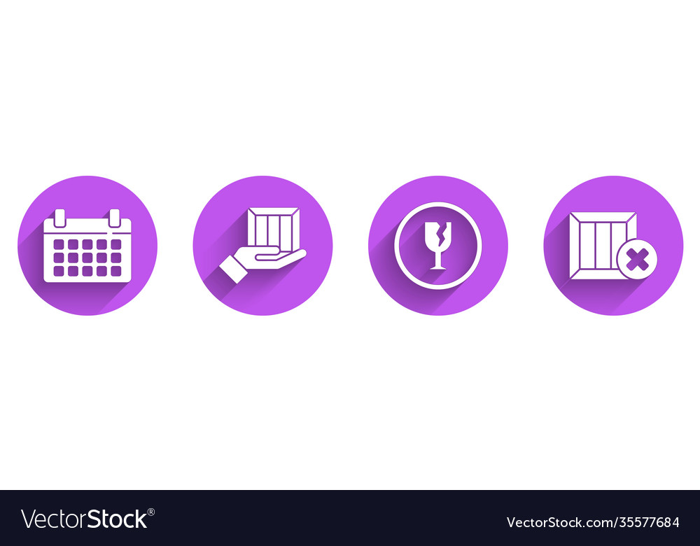 Set calendar delivery hand with boxes fragile