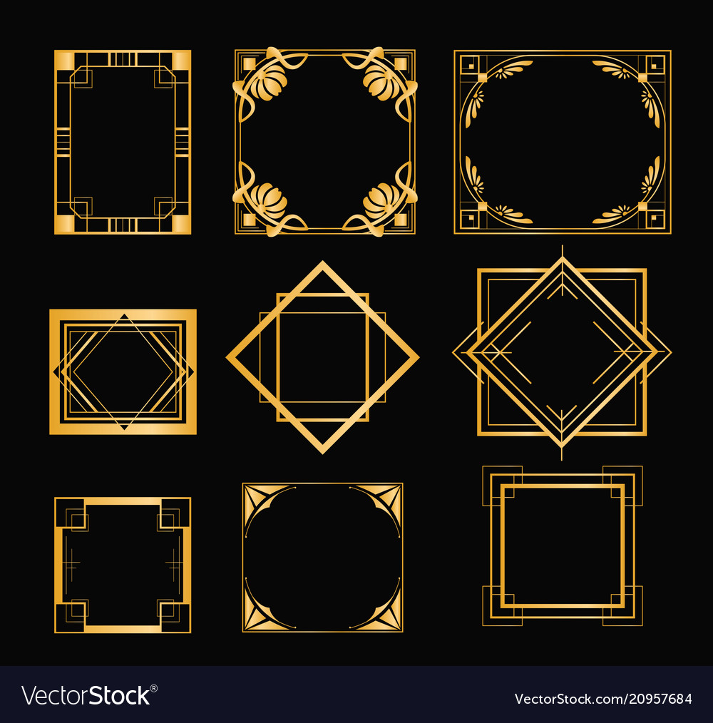 Set of art deco frames Royalty Free Vector Image