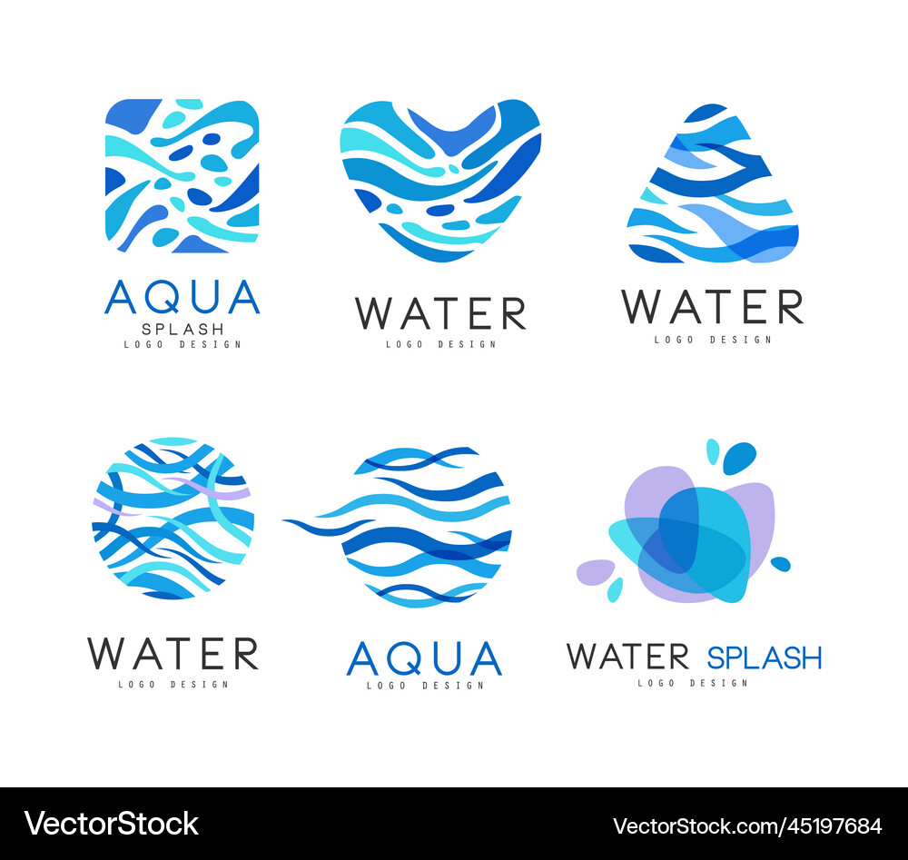 Water and aqua logo design with blue splashes Vector Image