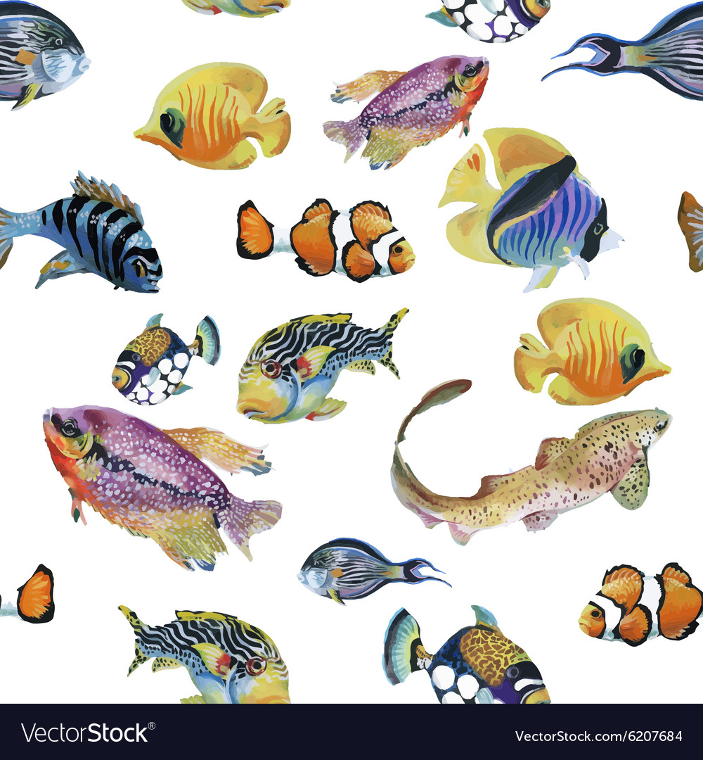 Watercolor Marine Seamless Pattern