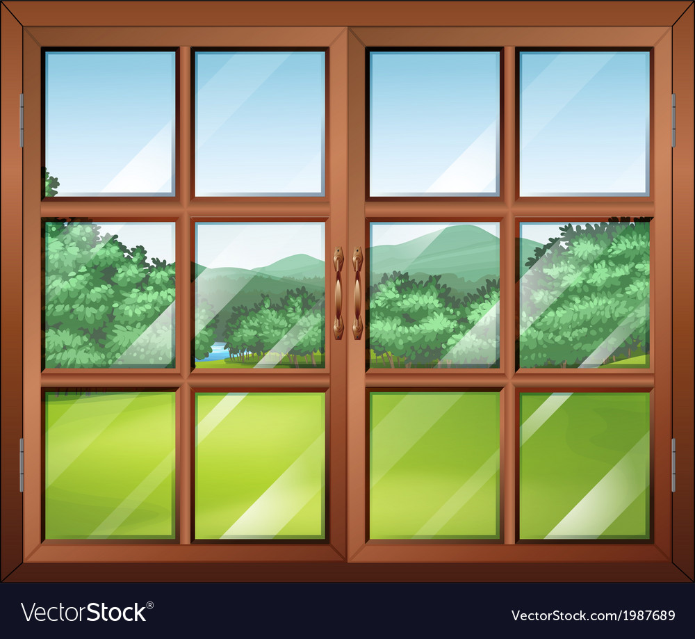 A closed window with view of the green Royalty Free Vector