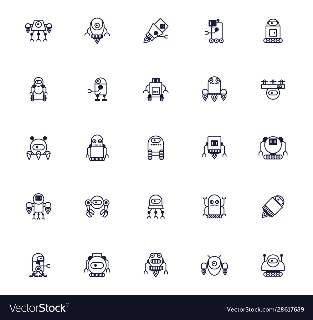 Bundle robots cyborg set icons Vector Image Bundle robots cyborg set icons