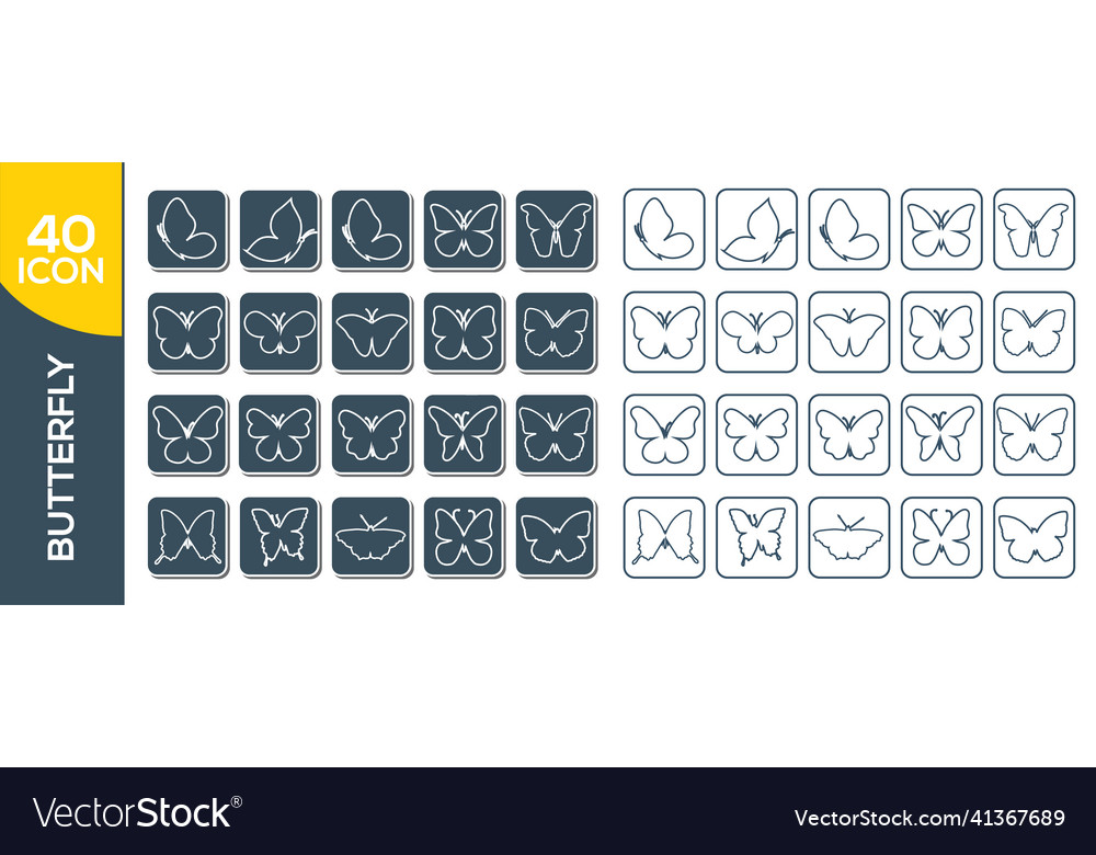 Butterfly continuous line drawing elements set