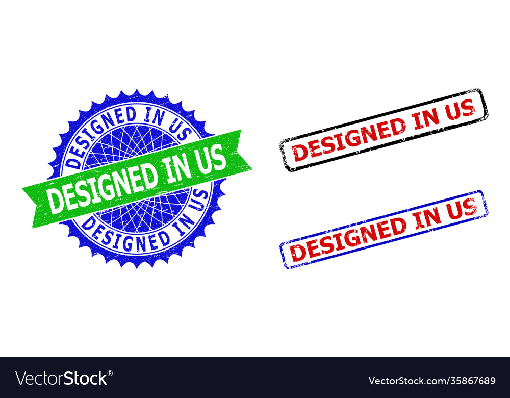 Designed in us rosette and rectangle bicolor seals