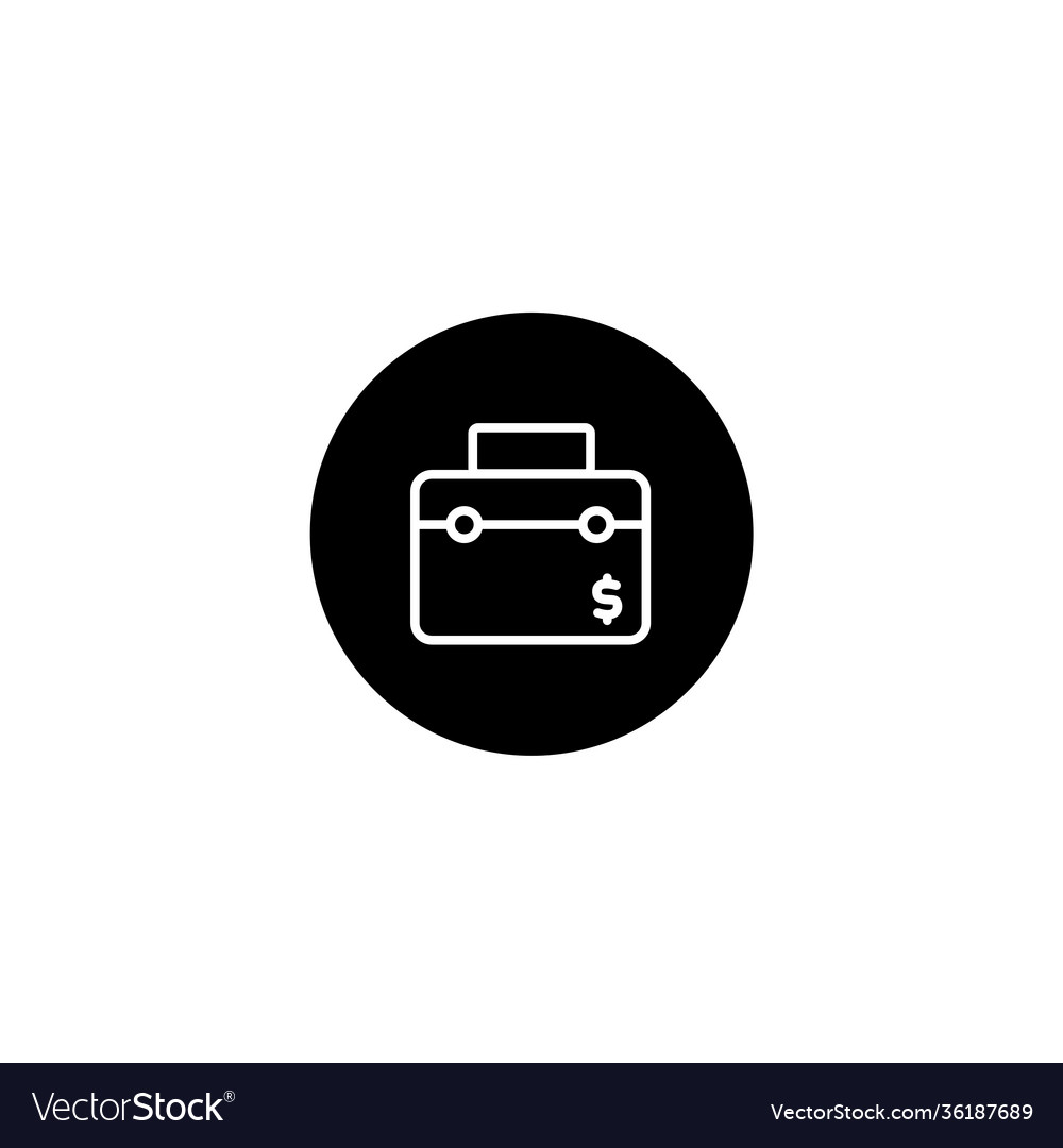 Financial bag icon in black round style