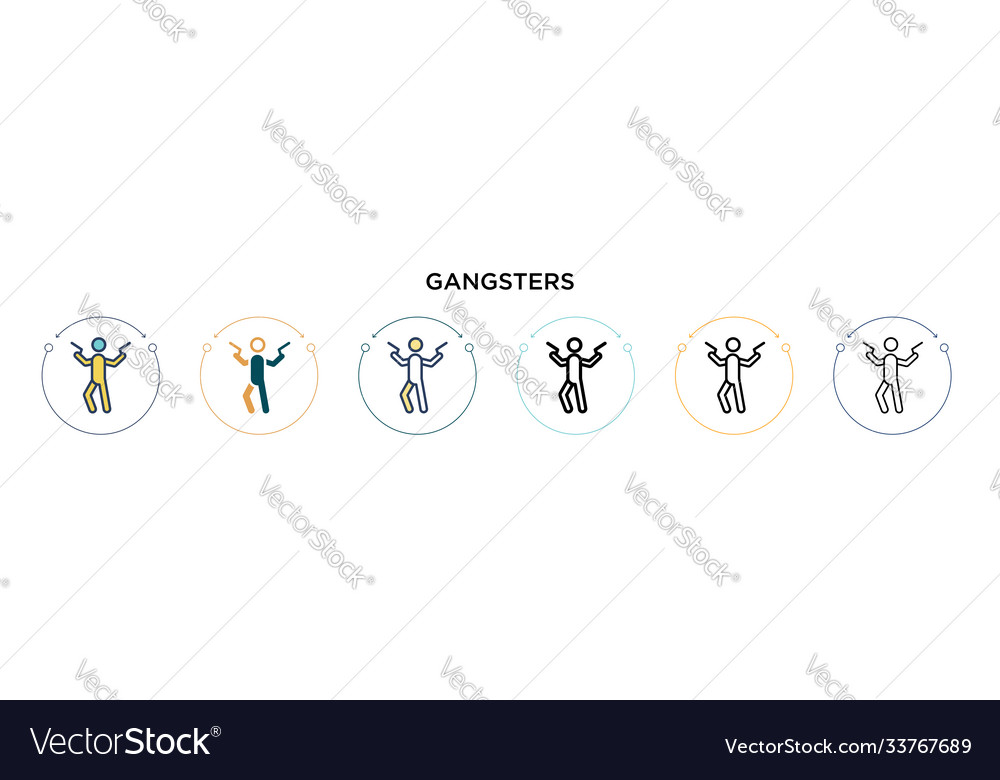 Gangster-Symbol in gefüllter dünner Linie Umriss