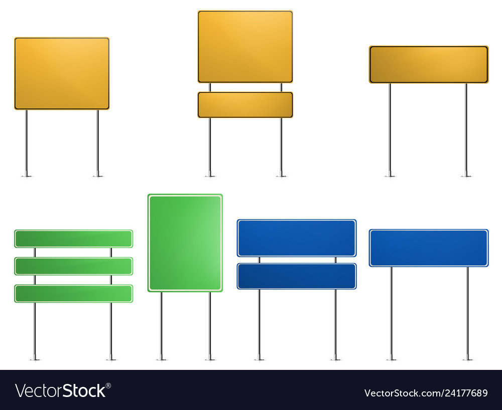 Green blue yellow traffic signs