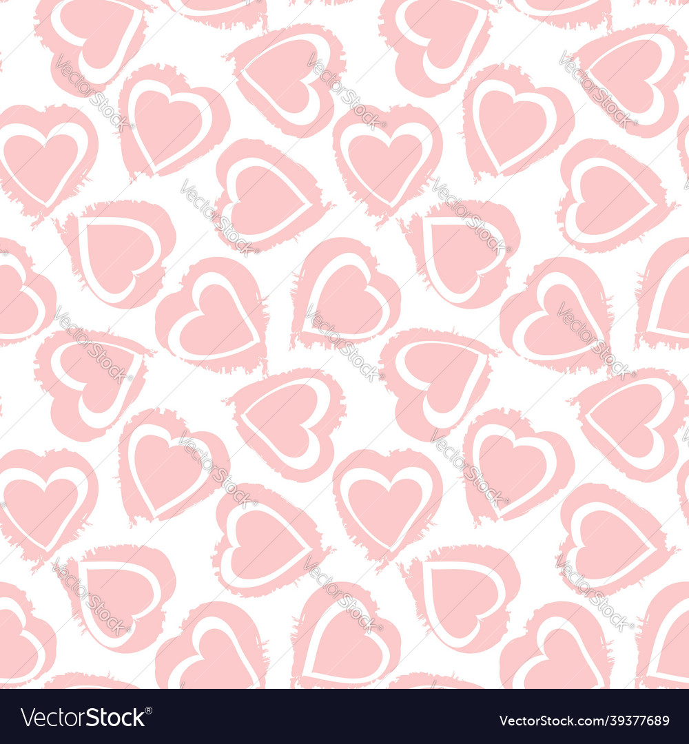 Heart shaped brush stroke seamless pattern Vector Image