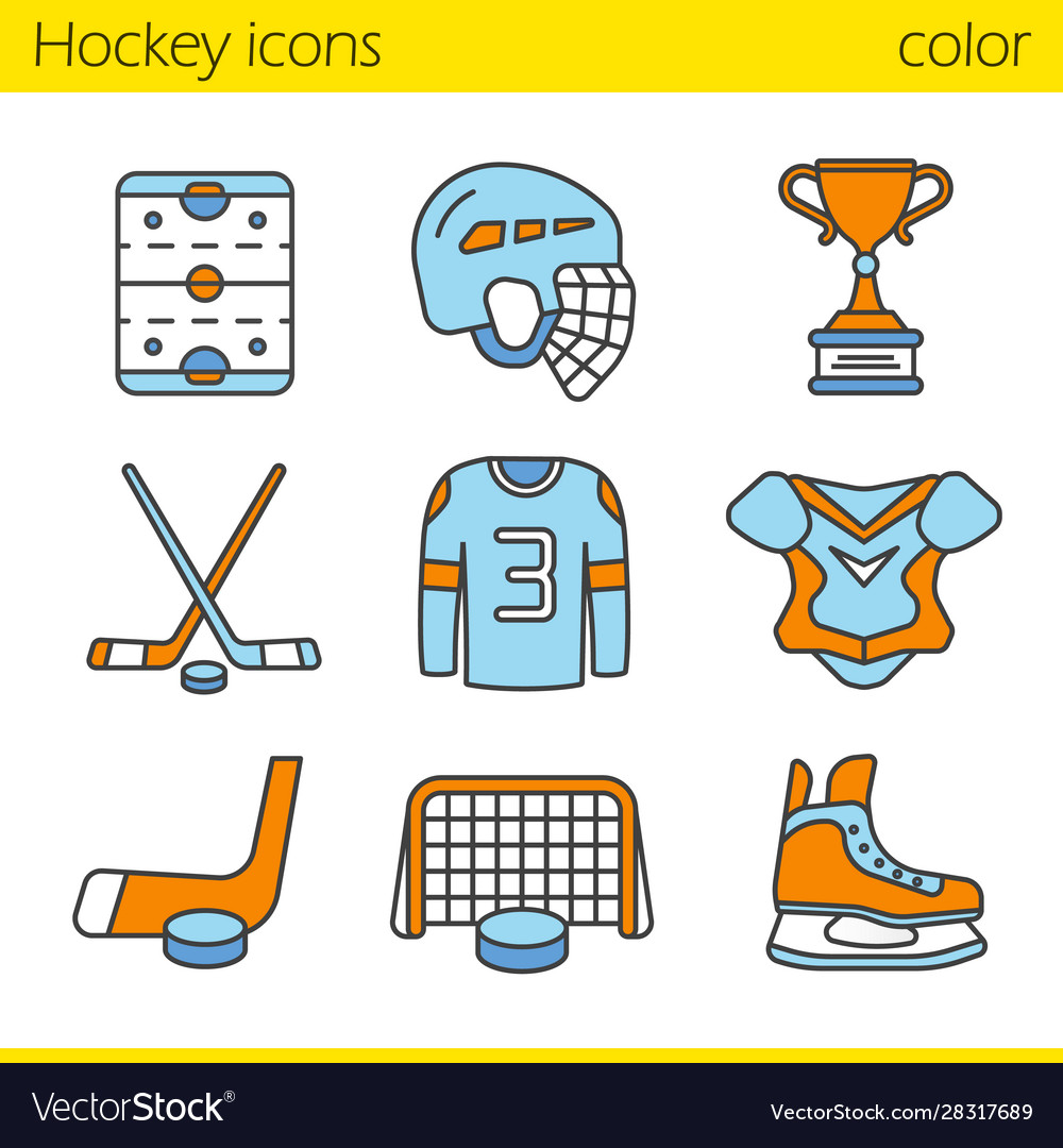 Hockey Equipment Color Icons