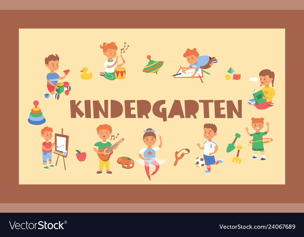 Kids cartoon girl boy characters children playing Vector Image