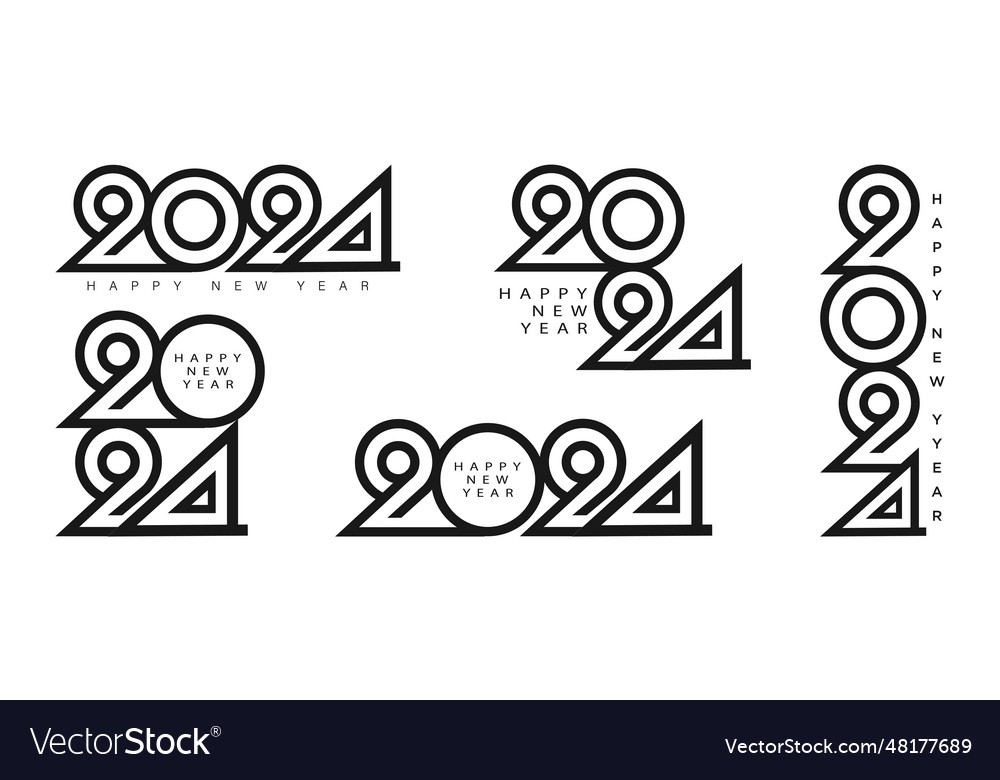 Number 2024 set happy new year 2024 celebration Vector Image