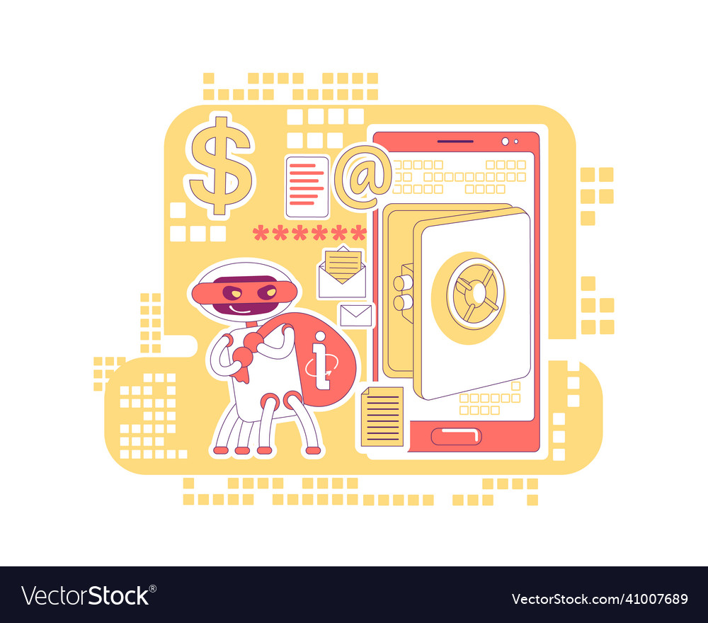 Scraper bot thin line concept stealing bank vector image Scraper bot thin line concept stealing bank