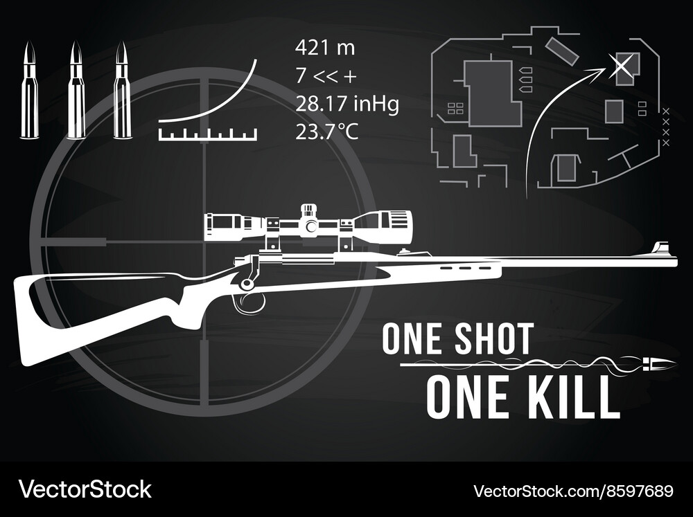 Set firearms sniper rifles tactical map Royalty Free Vector
