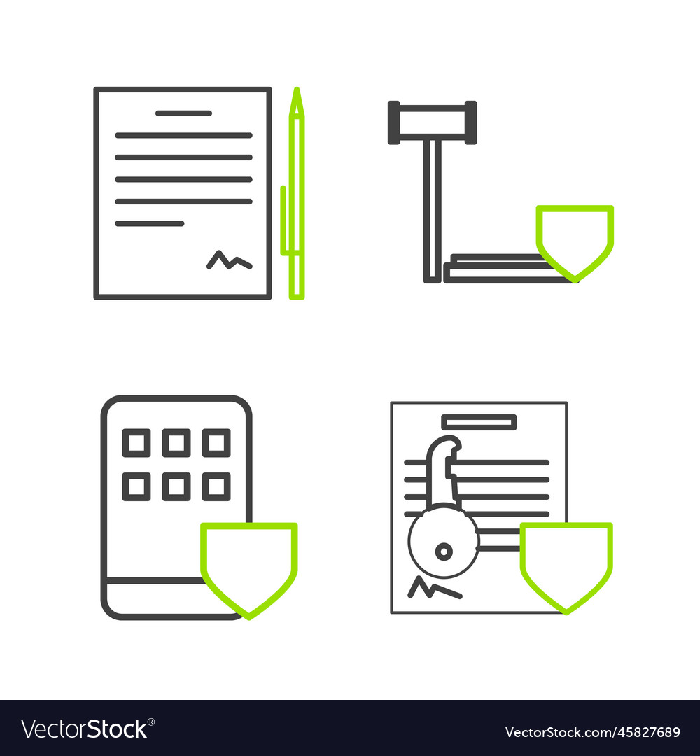 Set line document with key shield smartphone