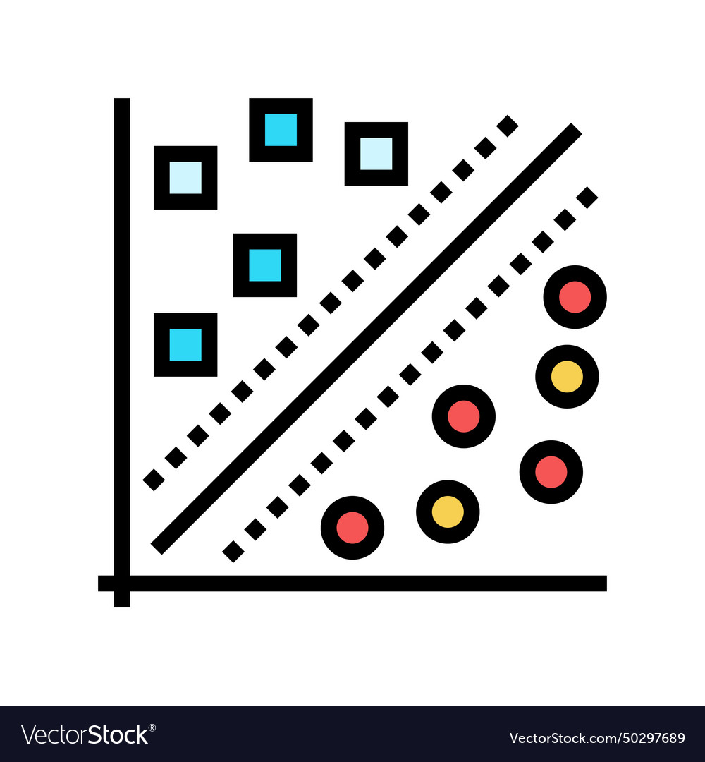Support machine svm algorithm color icon vector image Support machine svm algorithm color icon