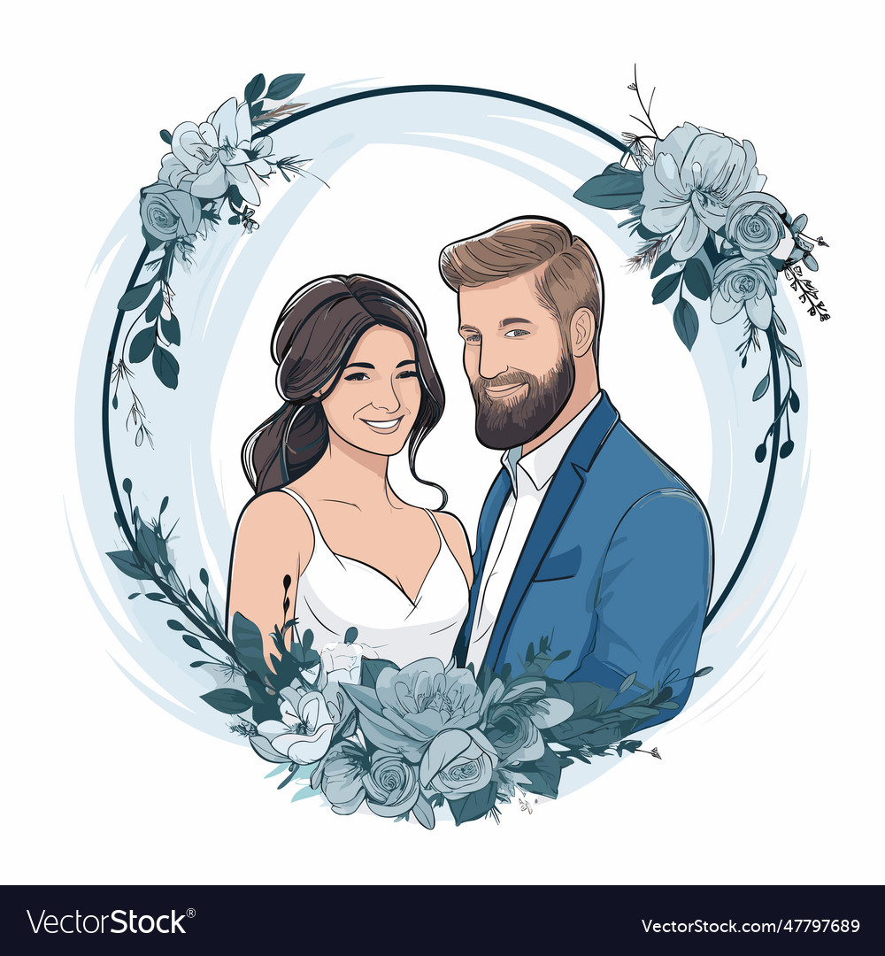 Wedding hand-drawn comic wedding doodle style Vector Image