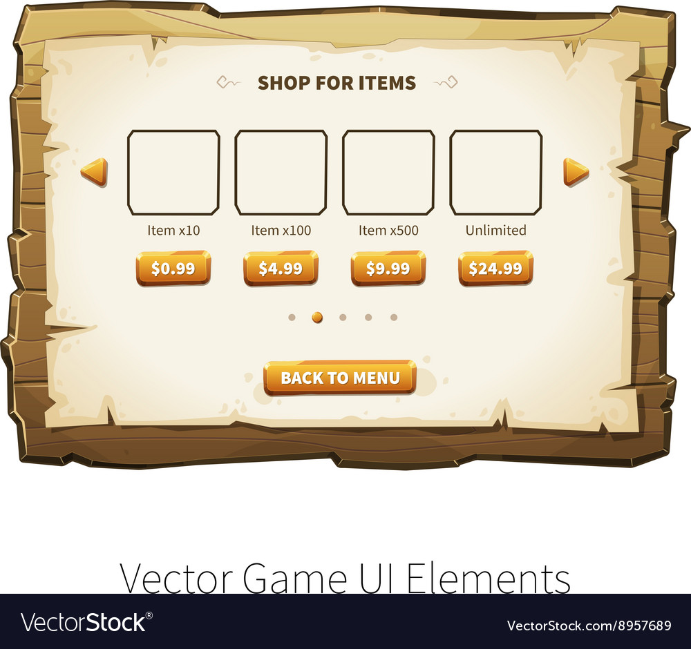 Wooden Game Menu UI