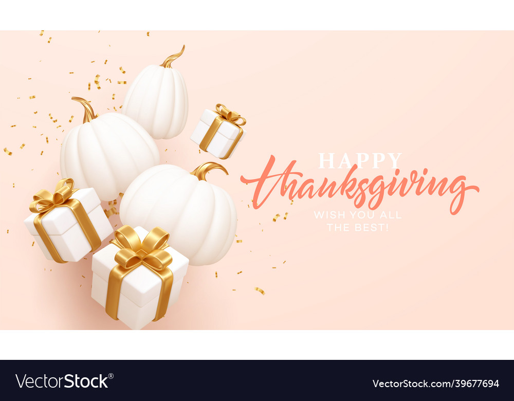 3d realistic white and gold pumpkin with gold vector image 3d realistic white and gold pumpkin with gold