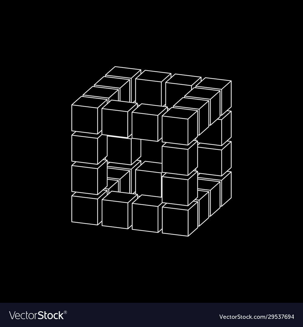 Abstract 3d cube from cubes dimetric projection