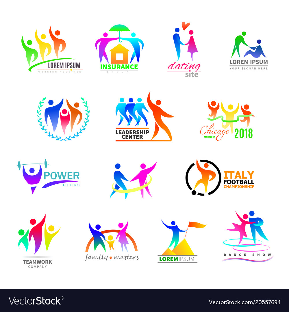 Abstract people icon person sign on logo of Vector Image