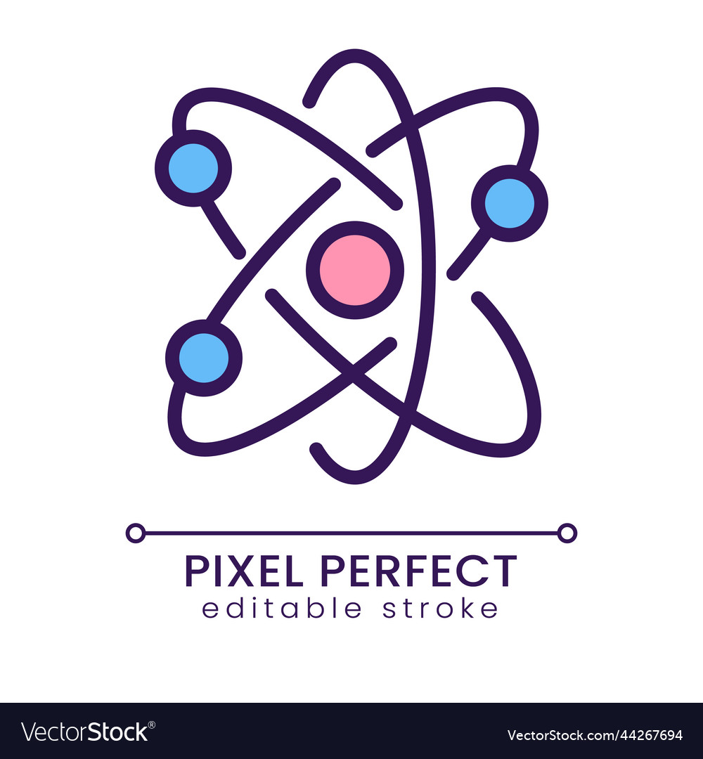 Atom structure pixel perfect rgb color icon vector image Atom structure pixel perfect rgb color icon