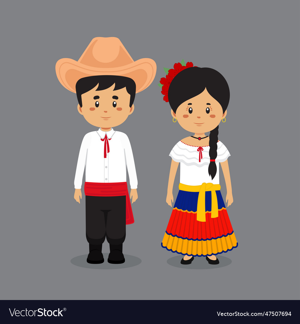 Couple character wearing costa rica traditional Vector Image