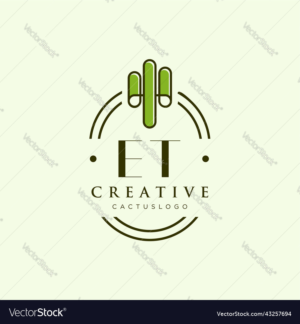 Et initial letter green cactus logo