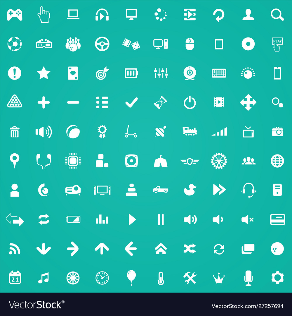 Game 100 icons universal set for web and ui