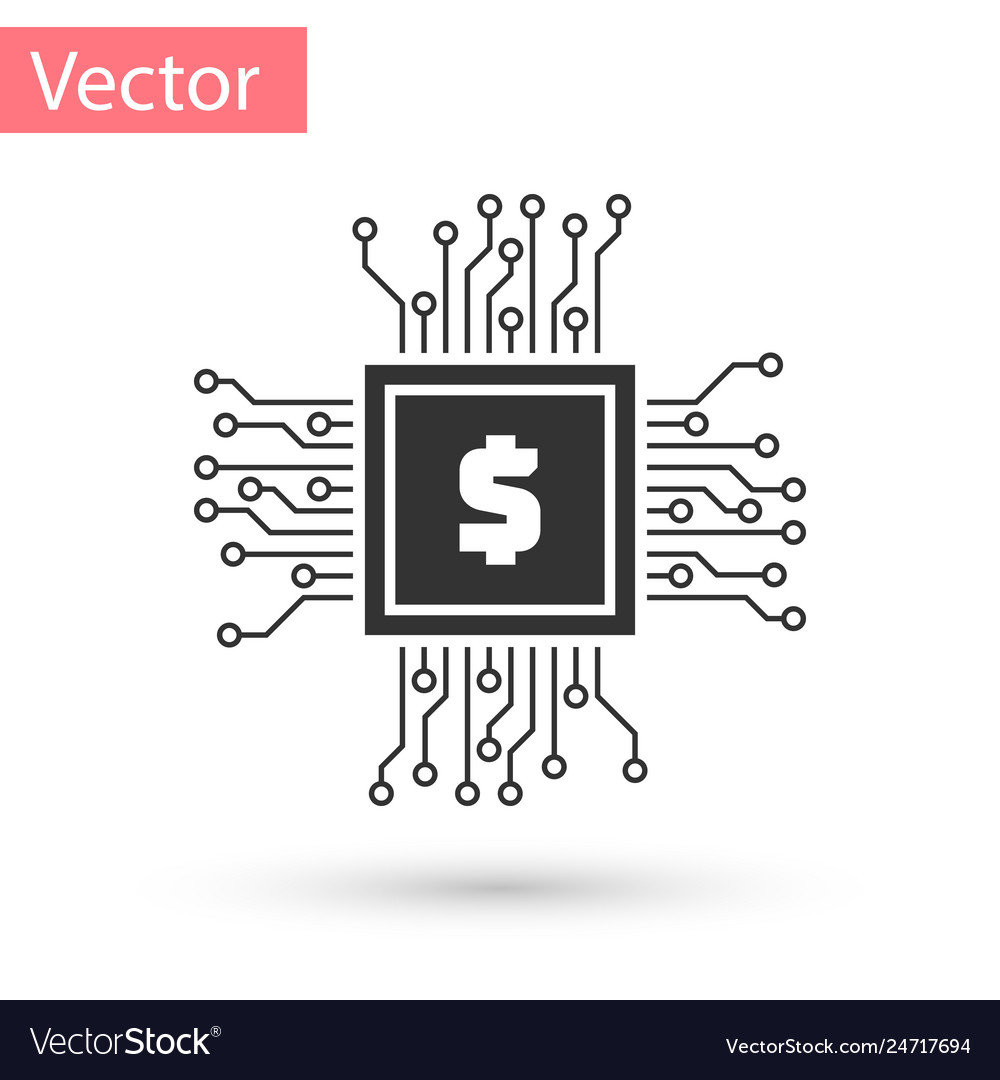 Grey processor chip with dollar icon isolated vector image Grey processor chip with dollar icon isolated