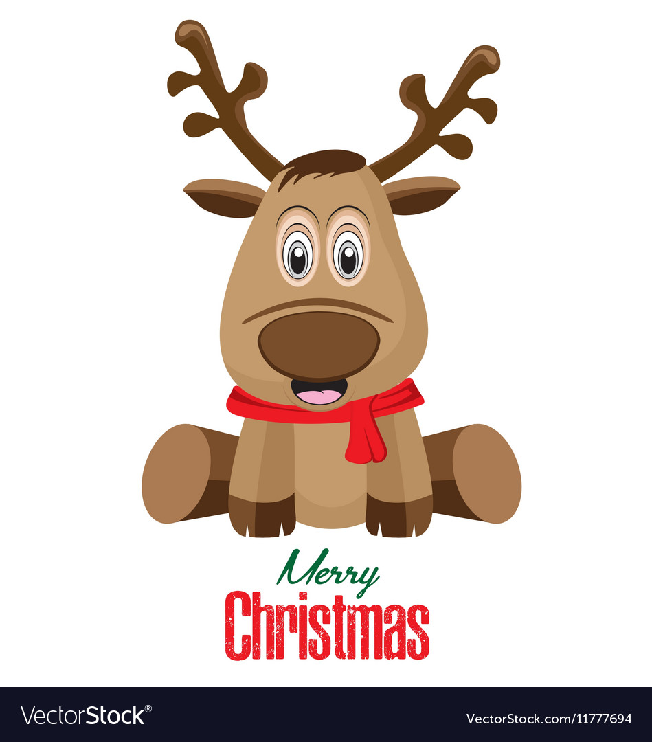 Merry christmas and reindeer isolated on white Vector Image