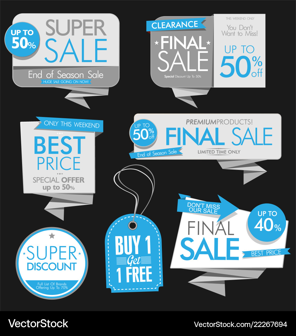Modern Sale Banners And Labels Collection 1 Vector Image