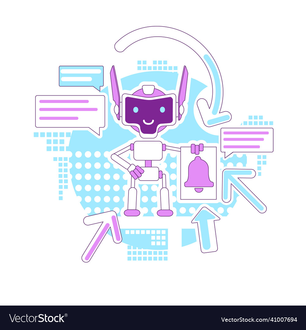 Notification bot thin line concept automated vector image Notification bot thin line concept automated