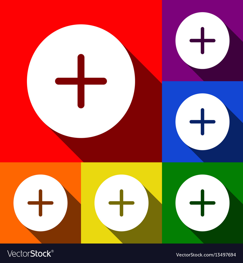 Positive symbol plus sign set of icons