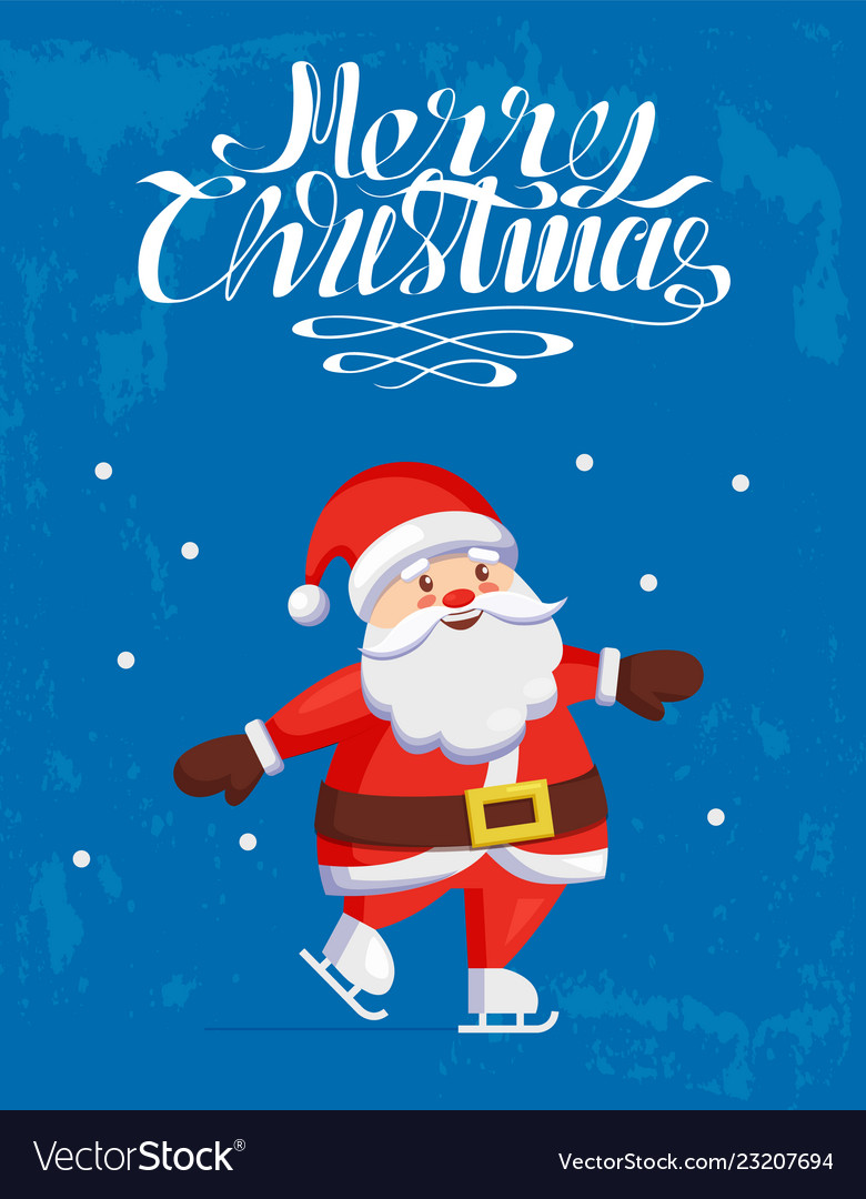 Santa Skating on Ice Rink - Frohe Weihnachten