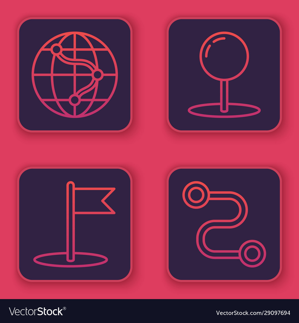 Set line location on globe flag push pin vector image Set line location on globe flag push pin