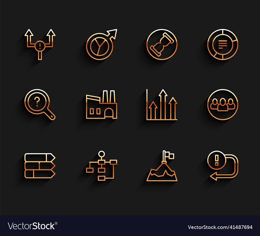 Set line pie chart infographic hierarchy vector image Set line pie chart infographic hierarchy