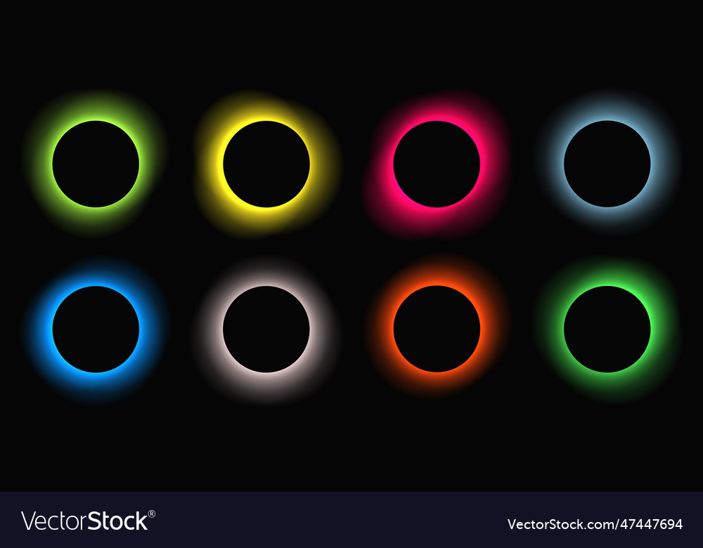 Set of circle illuminate light frames with color