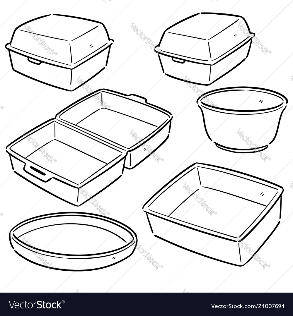 Set of foam container vector image Set of foam container