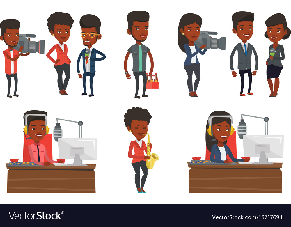 Set of media people characters