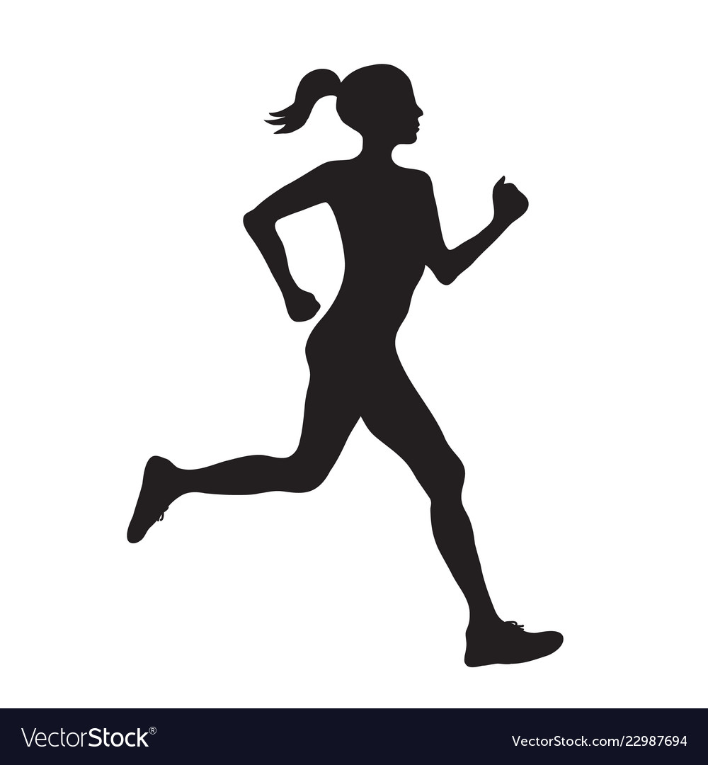 Silhouette Running Woman Profilec Simple Black Vector Image