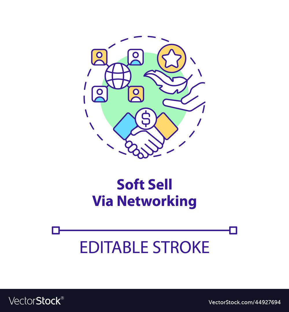 Soft sell via networking concept icon vector image Soft sell via networking concept icon