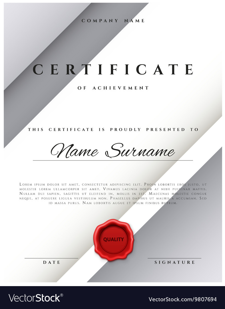 Template certificate design in silver color