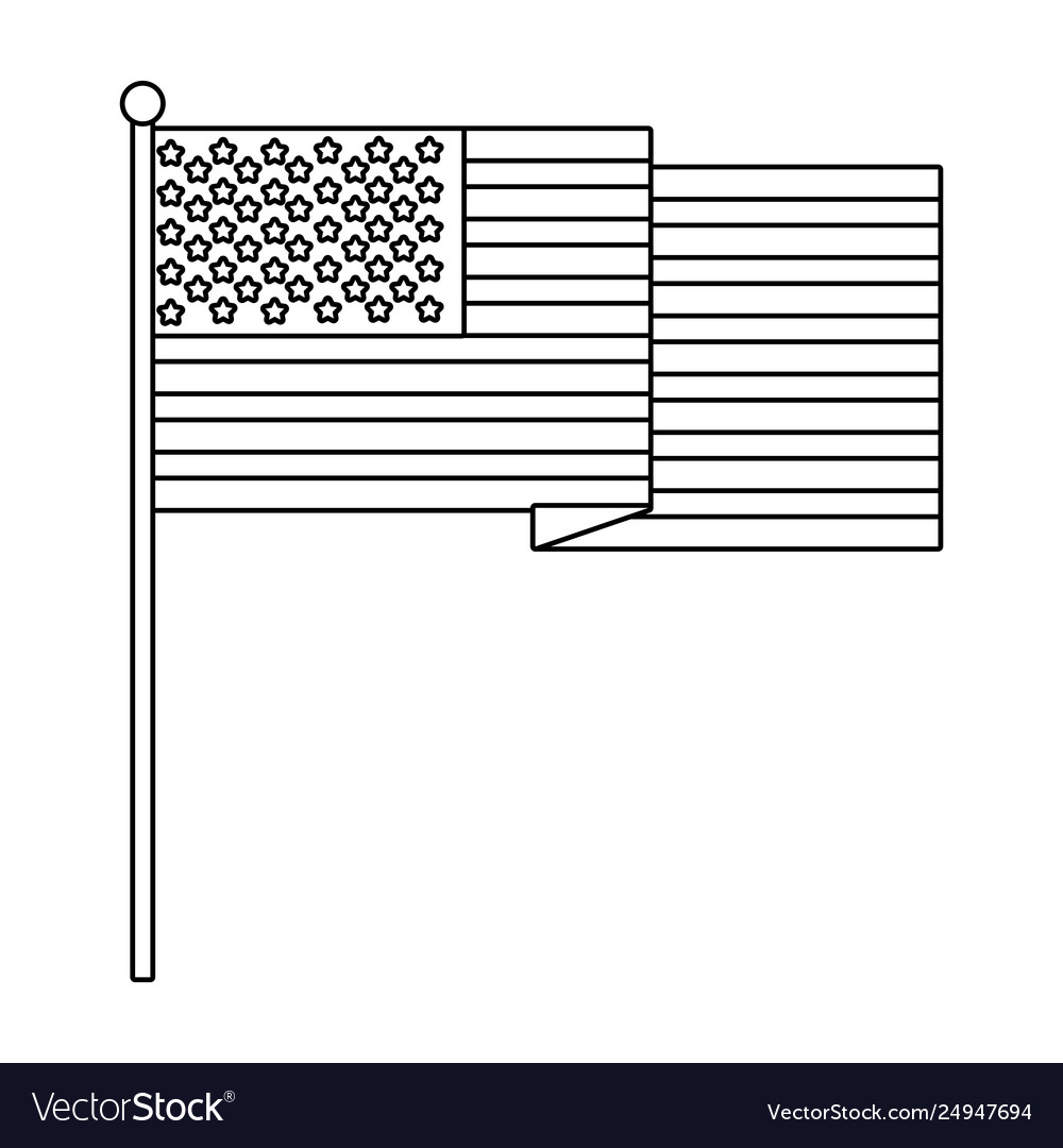 United state flag black and white Royalty Free Vector Image