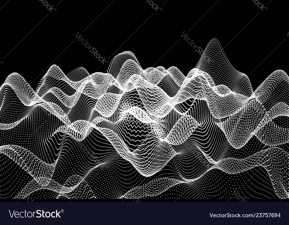 Wavy grid background 3d abstract with particle vector image Wavy grid background 3d abstract with particle