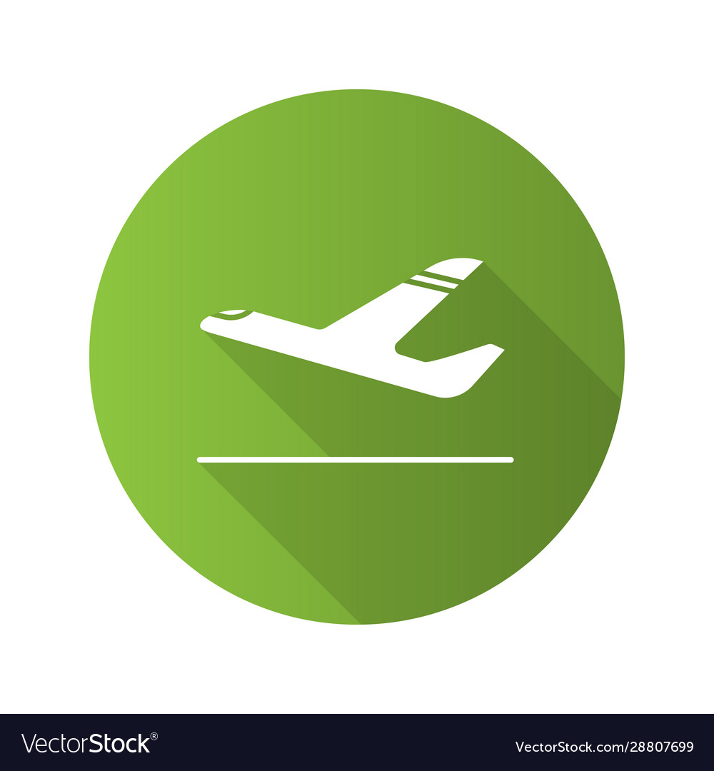 Airplane departure flat design long shadow glyph