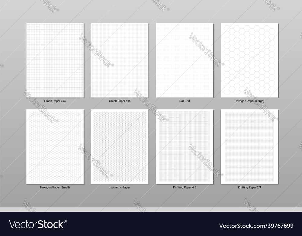 Blank notebook paper sheets collection set